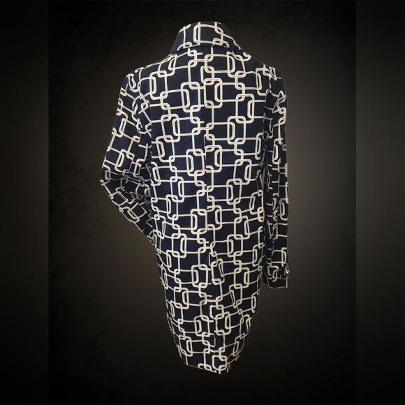 George by Mark Eisen Lightweight Goemetric Trench Coat Size Medium - Picture 3 of 10